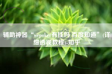 辅助神器“wepoker有挂吗 百度知道”(详细透视教程)-知乎